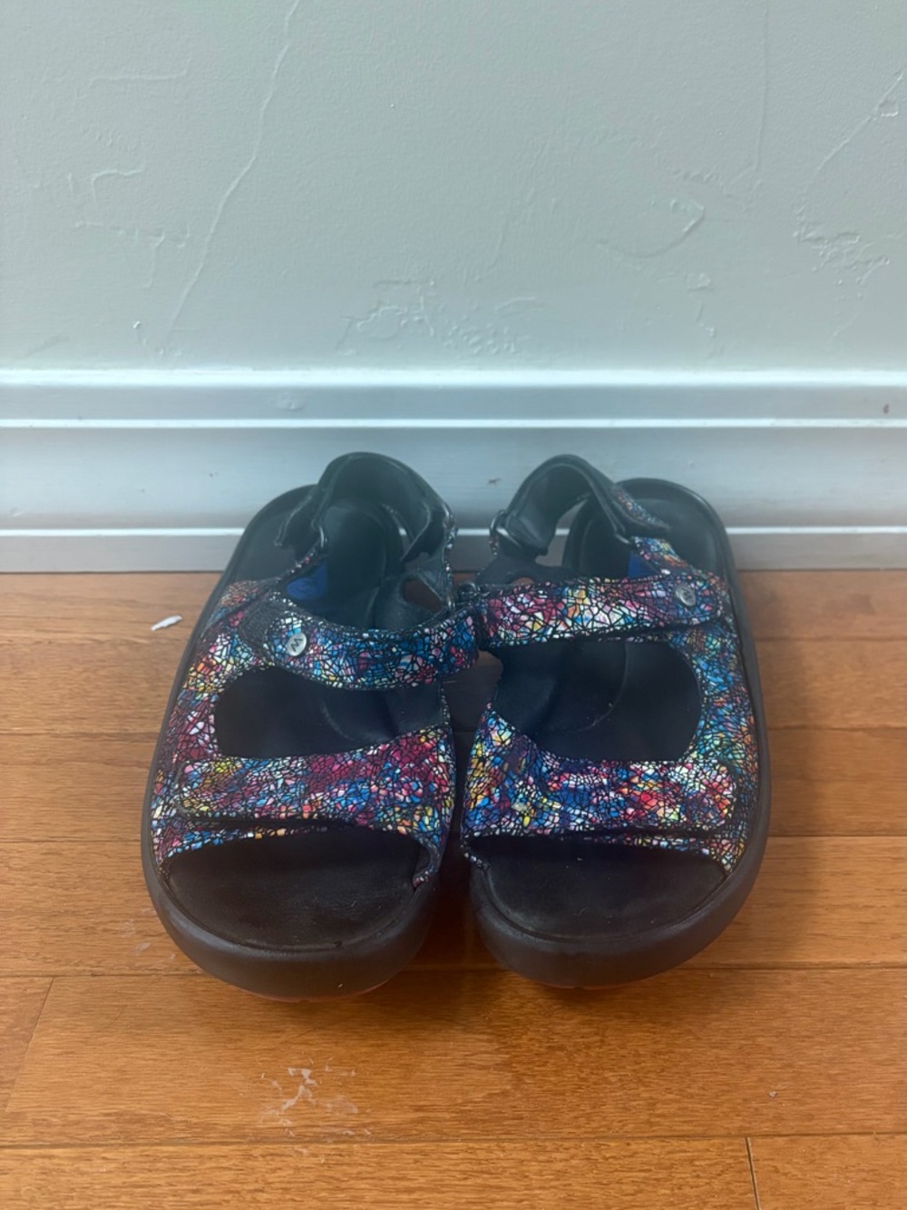 Multicolor Glitter Strap Sandals with Adjustable Closures